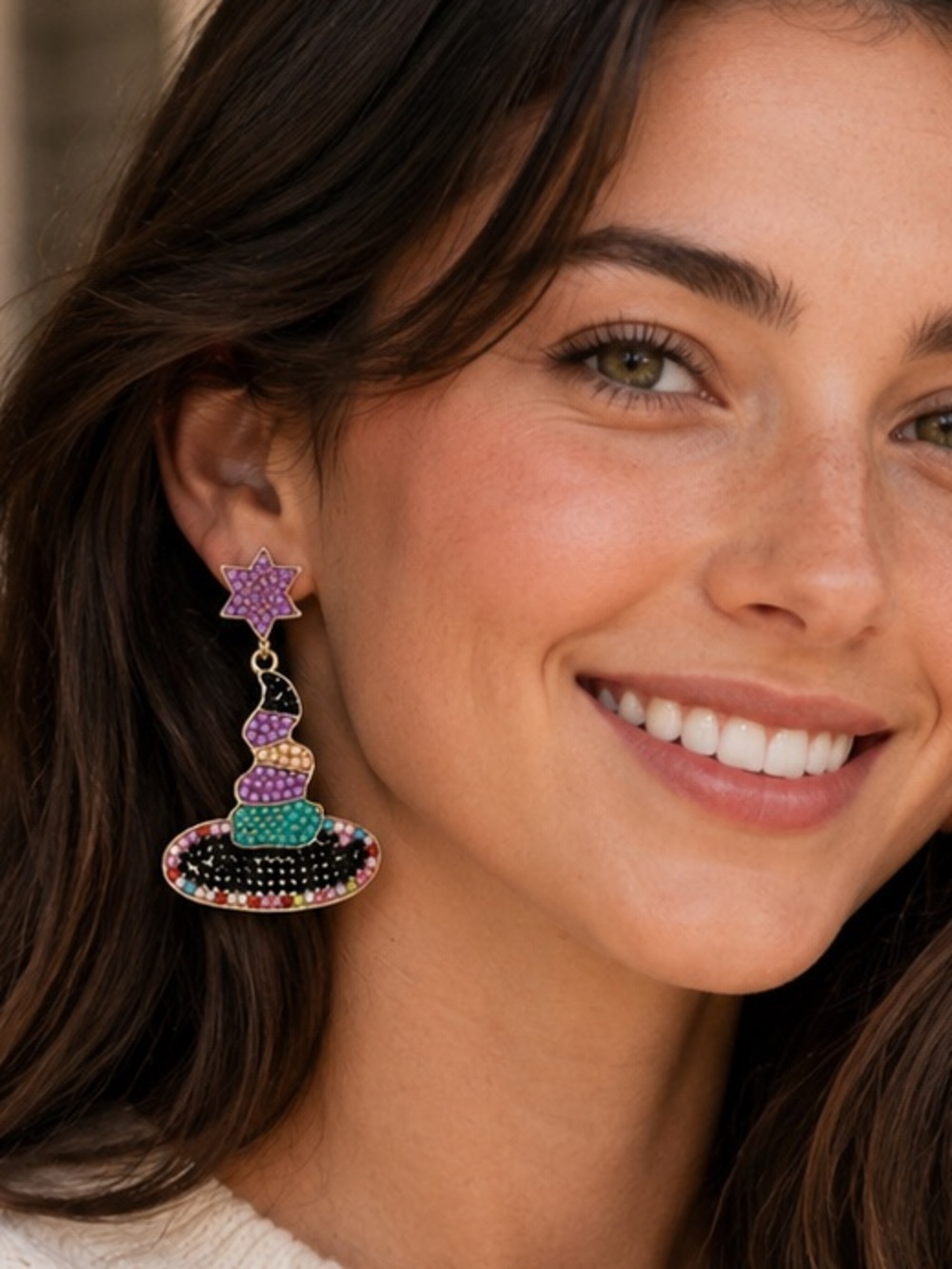 Witch Hat Halloween Statement Earrings